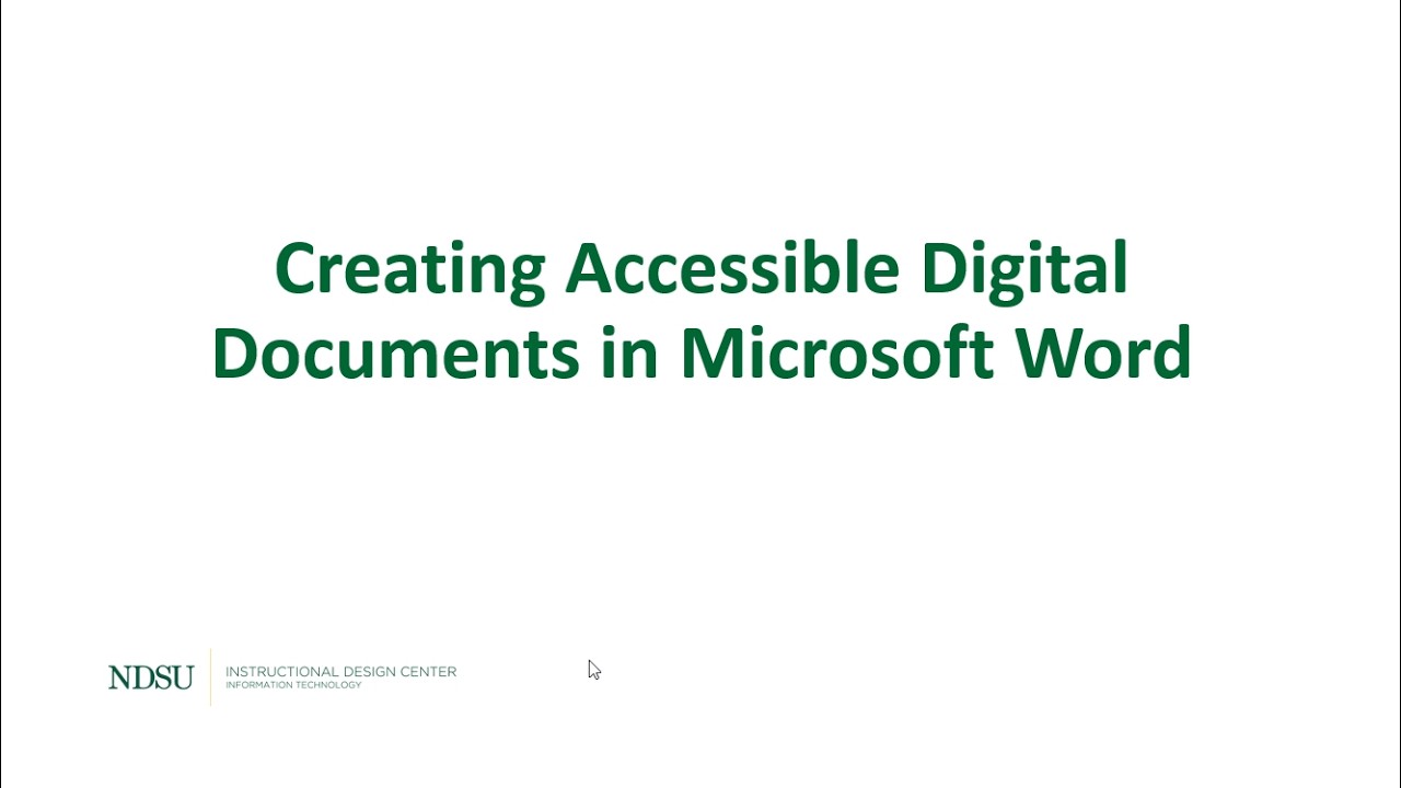 Creating Accessible Digital Documents in Microsoft Word - YouTube