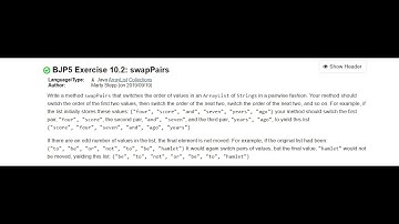 Exercise 10.2 (swapPairs) Java Tutorial || Practice-It