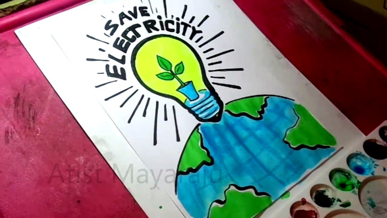 How to Draw Save Energy / Save Earth / Save Electricity /Save Life ...