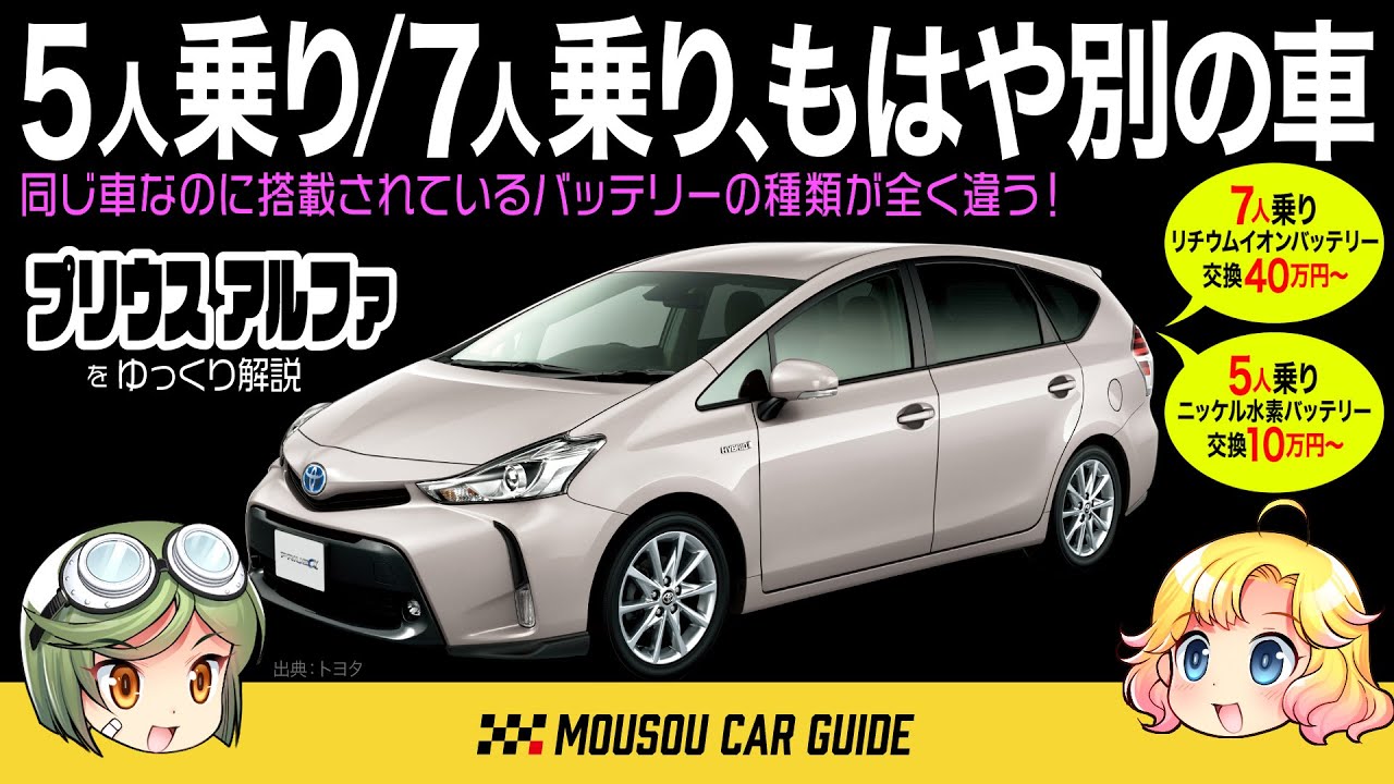 不思議車】プリウスαの5人乗りと7人乗りでは駆動用バッテリーの種類が 