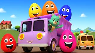 Wheels on the Bus Adventure | Surprise Eggs &amp; Colorful Cars | Zelly Nursery Rhymes