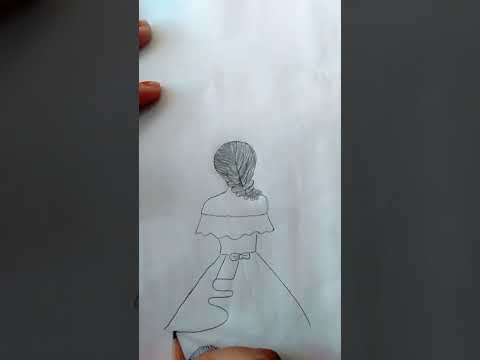 Beautiful girl back side gown pencil drawing #shorts #video #MT drawing