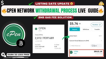 Cpen Network Withdrawal & Sell Guide | How to Withdraw Cpen Token to Bitmart | BNB Gas Fee Solution