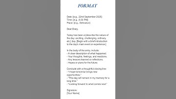 Diay Entry Format and Example | #diaryentry #writingskills