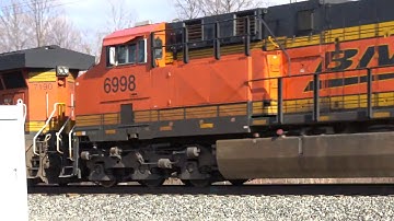 3 BNSF Engines Elephant Style on NS Train 4K UHD