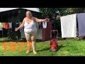ADELESEXYUK DEMONSTRATING HOW TO USE HER NEW FLYMO ROLLERMO LAWN MOWER FOR THE FIRST TIME