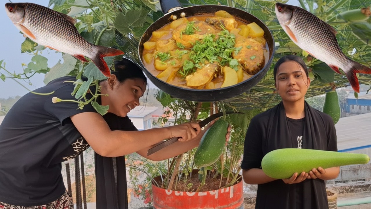 গাছের Fresh লাউ দিয়ে Rui Fish Curry 😋🌿 | গ্রামবাংলার Homemade Taste | Shahin & Jannat Vlog