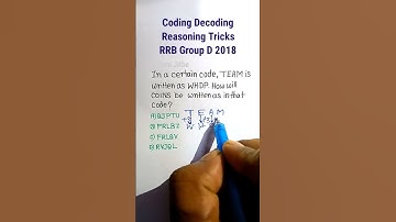 Coding Decoding Reasoning -111| Coding Decoding Tricks for RRB Group D Exam| #shorts
