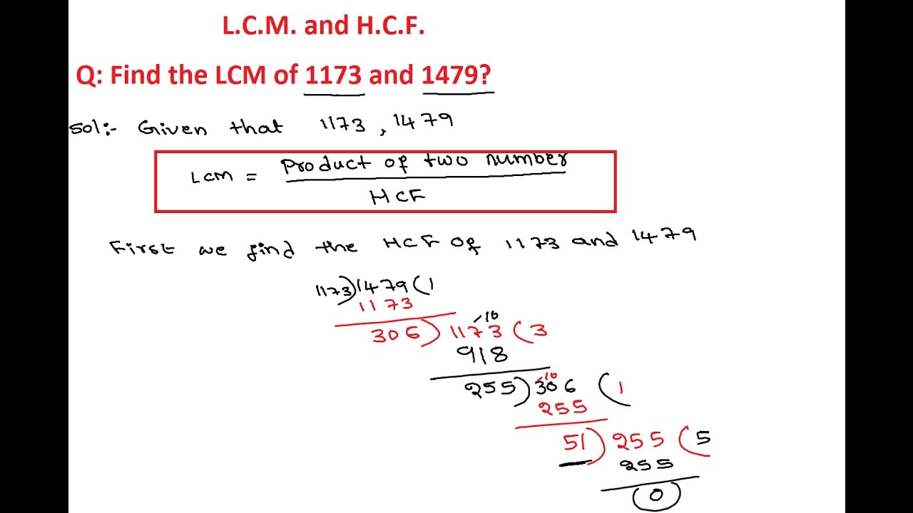 Worksheet Lcm Question lcm and hcf 7 find the of 1173 1479 questions answers