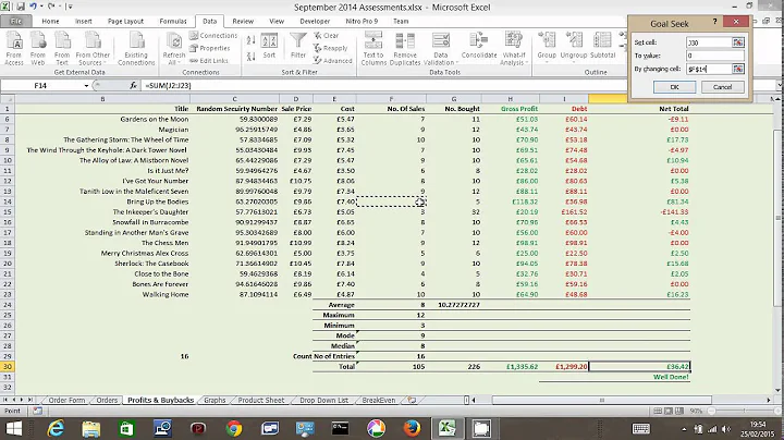 BreakEven using GoalSeek