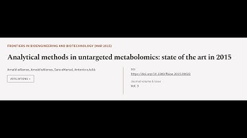 Analytical methods in untargeted metabolomics: state of the art in 2015 | RTCL.TV