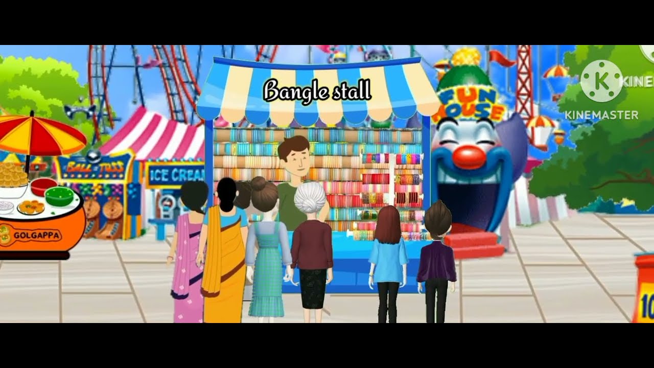 The bangle seller explained in Hindi line by line with cartoon animation.(Hindi story)