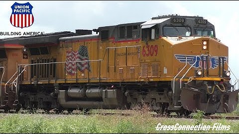 UP 6309 C44ACM & 8161 C45AH Leads A Long Train Out the Livonia LA Yard W/A Wheezing K3LA 