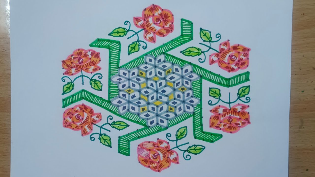 21 chukkala muggulu.. easy kolam.. simple rangoli..