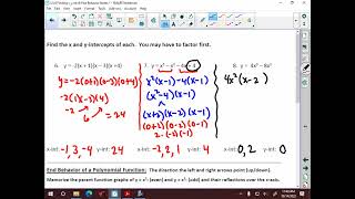 U3 6 Finding x y int & End Behavior Notes