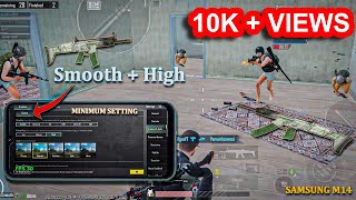 SAMSUNG M14 5G - SMOOTH + 60FPS  -😲 LOWEST SETTINGS [ PUBG / BGMI TEST ] & GAMEPLAY }