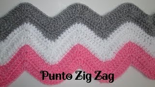 ⭕ Cómo Hacer el Punto ZIG ZAG a Crochet    Muy Fácil  Punto #5  Crochet Feliz