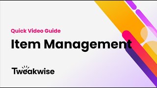 Tweakwise Item management - Quick Video Guide