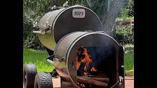 Seasoning a new Workhorse Pits 1975 Wagon Offset Smoker