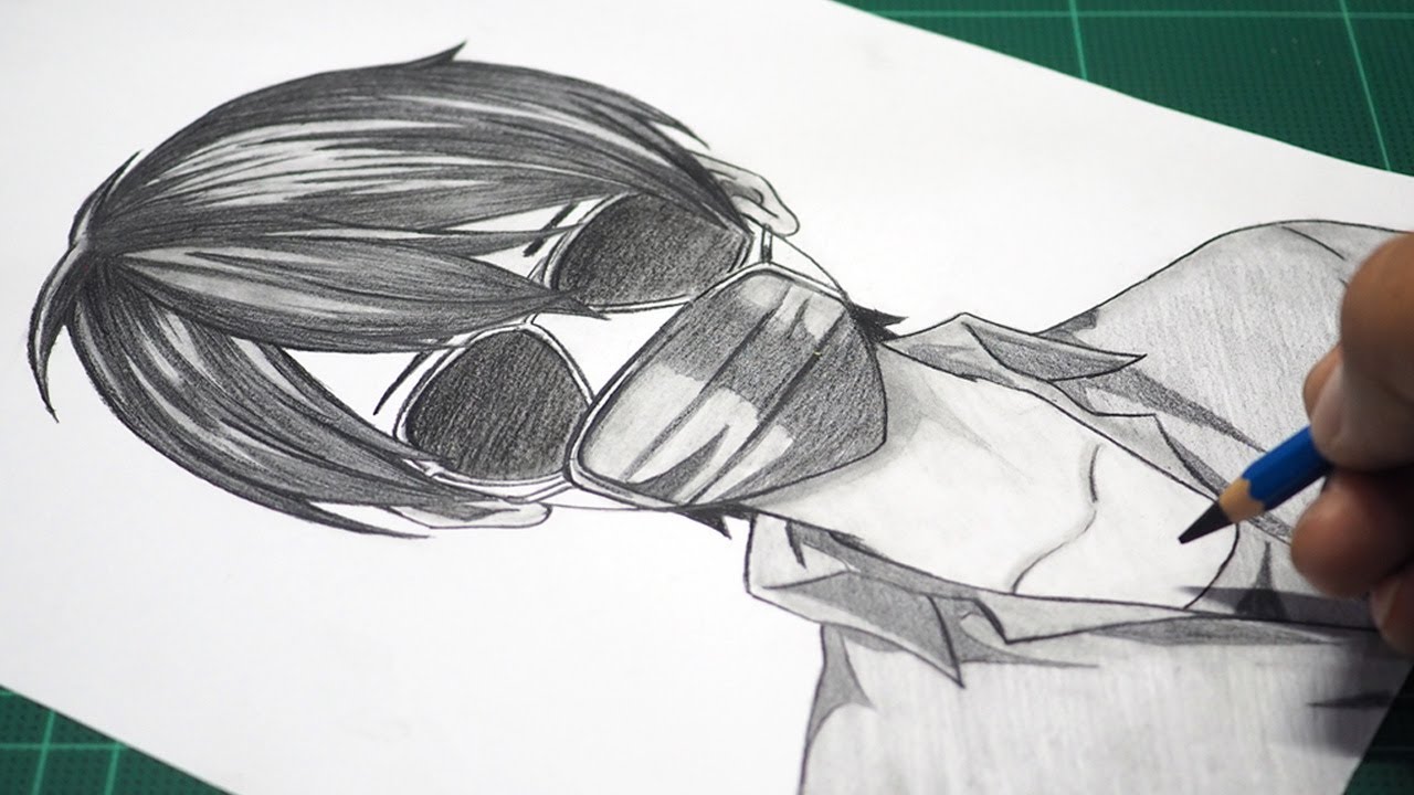 Easy Anime Drawing with pencil sketch / How to draw anime boy wearing a  mask #DrawingTutorial 