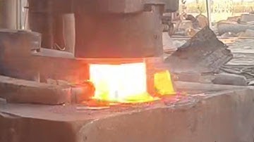 High temperature forging this rectangular iron block!