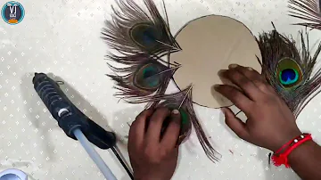 Peacock feather wall hanging craft / diy peacock craft / room decor ideas