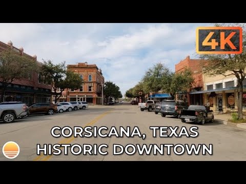 Downtown Corsicana, Texas in Navarro County. An UltraHD 4K Real Time Driving Tour.