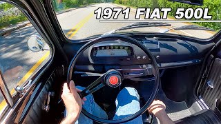 1971 Fiat 500  The 18hp Italian 2 Cylinder Lusso You Need to Drive (POV Binaural Audio)