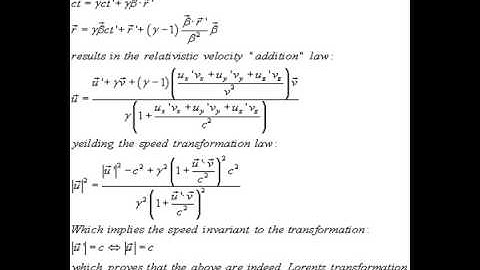Lorentz transformation matrix