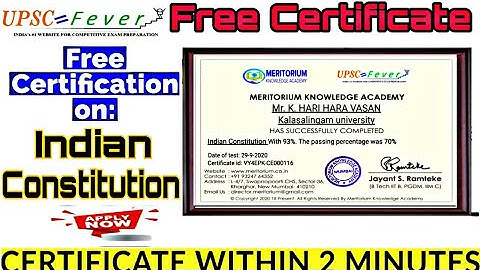 UPSC FEVER Certificate ll Indian Constitution Free Certificate ll Free Quiz Certificate within 2 min