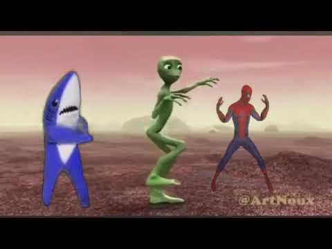 dame-tu-cosita-danse-challenge-|green-man-dance-spider-man-and-left-shark