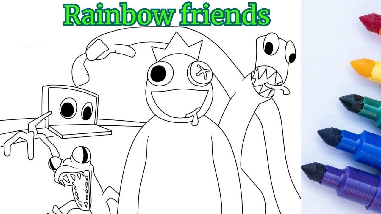 Green Singing Rainbow Friends Roblox Coloring Page for Kids - Free