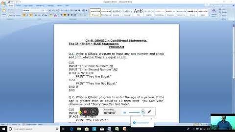 Class-7. Computer Studies. Ch-8. QBASIC-Conditional Statements. Program.