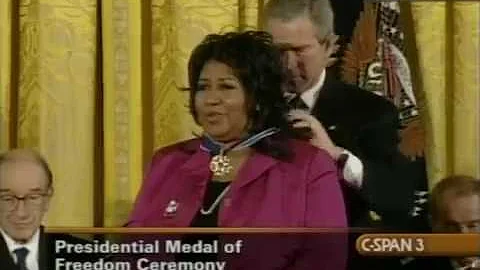 Aretha Franklin receives the Presidential Medal of...