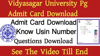 Vidyasagar University Pg Admit Card Download।How to Download Vu pg Admit Card।Usin Number। screenshot 5