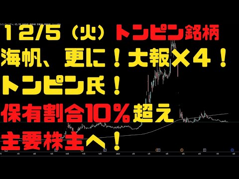 12/５（火）海帆、トンピン氏！海帆株、更に増し増し増し ...