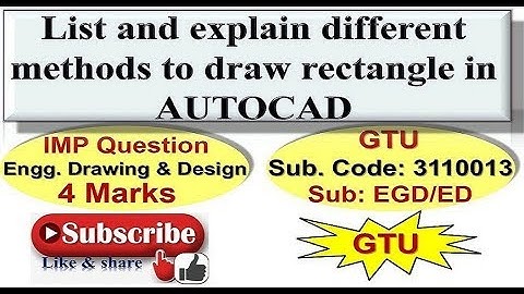 Rectangle|autocad command-2|GTU|EGD|3110013|paper solution|310029|EG|Engineering Drawing