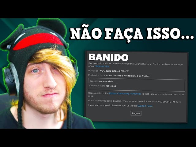 ELE FOI BANIDO DO ROBLOX POR UM MOTIVO BIZARRO 