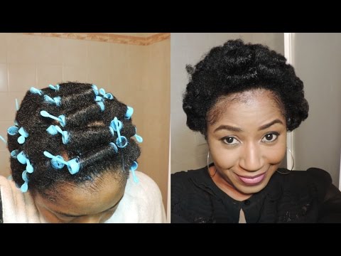 WASH AND SET ON SHORT 4C NATURAL HAIR || ROLLERS SETTING ...