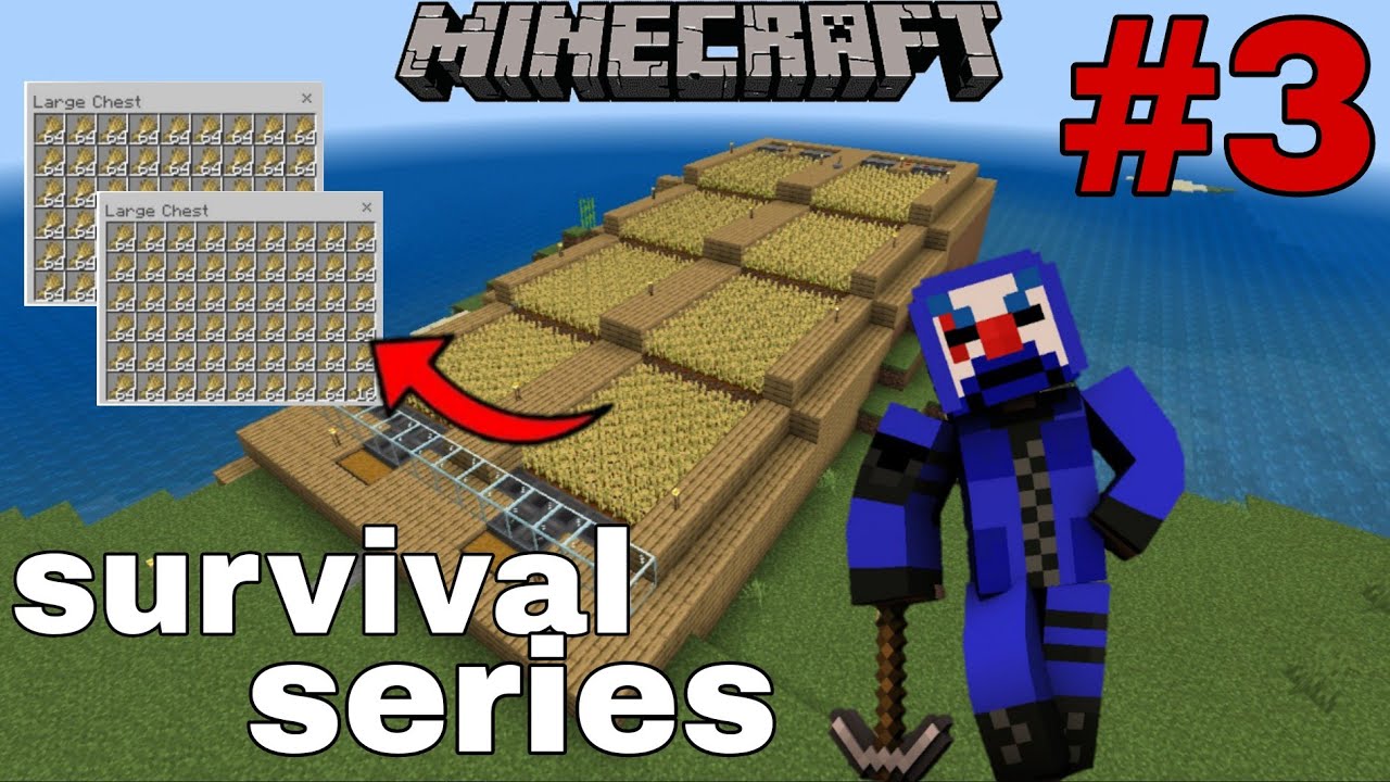 Minecraft pe survival series Day 3 || I make wheat farm in my survival word