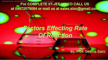 IIT JEE | CHEMISTRY| CLASS 12|FACTOR EFFECTING RATE OF REACTION| BY : PROF SEEMA SAINI