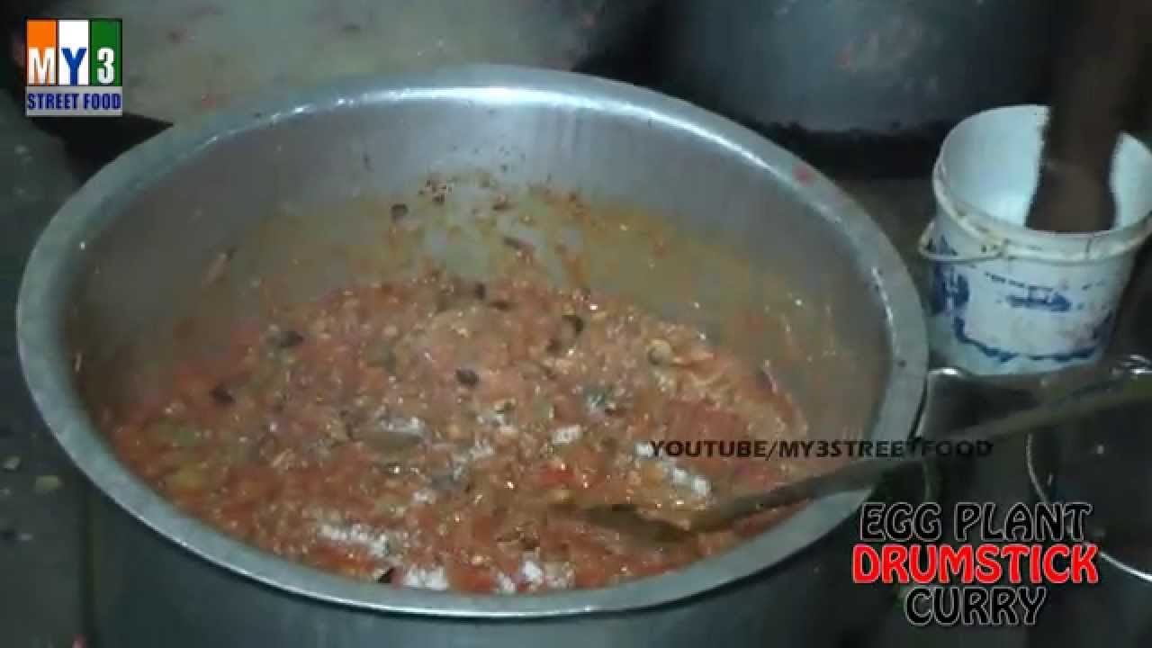 EGG PLANT DRUMSTICK CURRY - Rajahmundry Street Foods - ANDHRA STREET FOOD street food