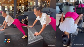 Tracee Ellis Ross in the gym doing her workout routine