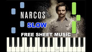 SLOW piano tutorial "TUYO" from NARCOS Tv Show, with free sheet music (pdf)