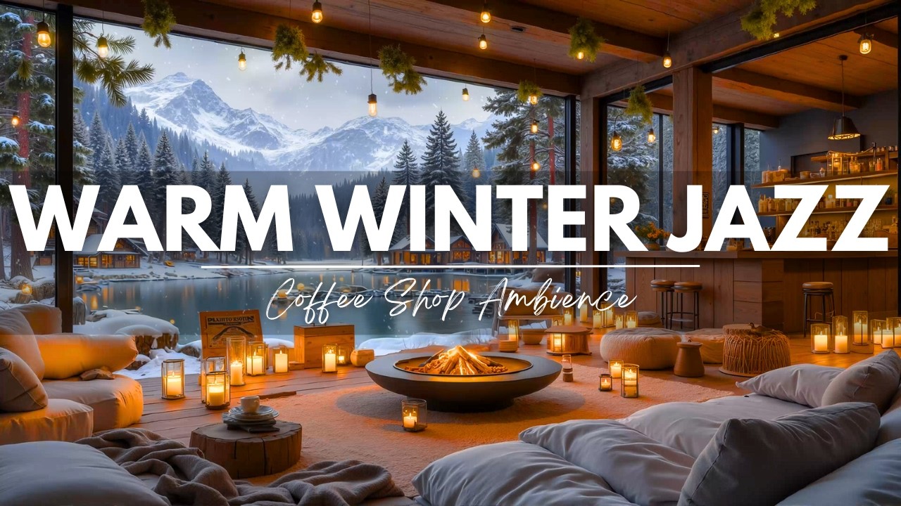 Warm Winter Jazz & Fireplace Sounds ⛄ Cozy Coffee Shop Ambience with Gentle Jazz to Focus