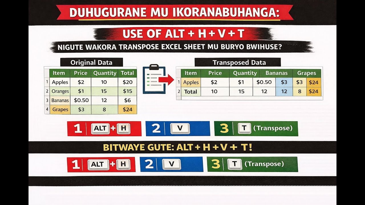 DUHUGURANE MU IKORANABUHANGA_ EP 26: Transposing Excel sheet