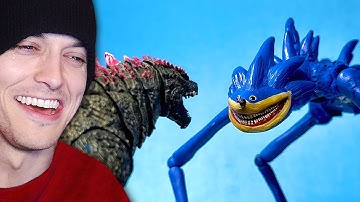 Reacting to EVOLVED GODZILLA vs SHIN SONIC?! (Stop Motion)