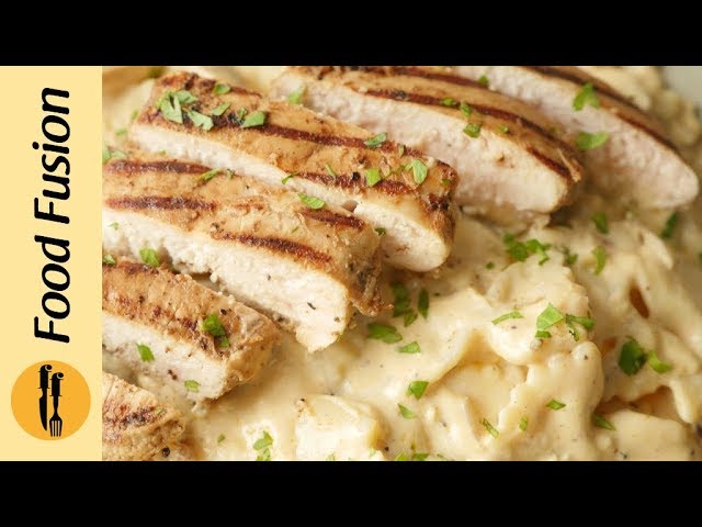 Creamy Mushroom Pasta with chicken Recipe  By Food Fusion