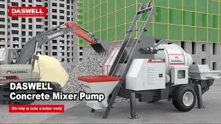 3D Working Video of Concrete Mixer With Pump