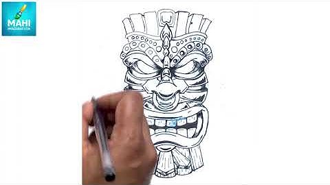 🌺 Tiki Mask Drawing ✏️ | Tribal Art Sketch 🎨🔥 #pencildrawing #easy #art #viral #sketch